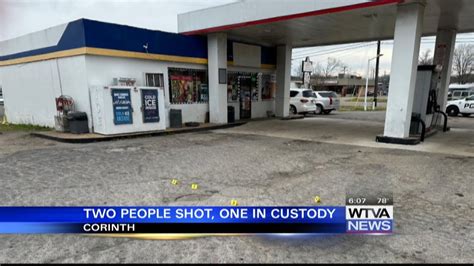shooting in corinth ms|2 shot, 1 in custody after shooting at Corinth gas station.